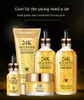 24K Gold Skin Care Set 5 PCS With Box Face Essence Cream Facial Cleanser Kit For Womens