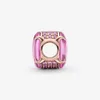 Nowy przylot 100% 925 Srebrny Srebrny Pink Owalny Charm Cabochon Fit Oryginalny Europejski Urok Bransoletka Modna Akcesoria 269m