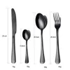 Lingewey black utherware fork colher faca conjunto preto talheres de aço inoxidável forquilhas facas colher cutelaria conjunto reusável utensílio kit 201128