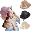 Senhoras de verão Palha Hollow Sun chapéu Mulheres Sunscreen Dobrável Bowknot Chapéu de Palha Chapéu de Palha G220301