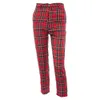 Rosetic Harajuku Rot Plaid Casual Hosen Frauen Vintage Mode Streetwear Adrette Mode Gothic Hosen Chic Hosen 201228