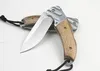 Nouveau couteau pliant de survie 440C, lame satinée, manche en bois de zèbre, couteaux de poche EDC avec sac en Nylon