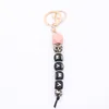 LCross Border Partihandel Beaded Food Grade Silikon Letter Keychain Pendant Key Ring Multicolor Valfri