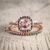 14k розовое золото алмазное кольцо черное обсидиан топаз драгоценные камня анильсовые свадебные бижутерия 14k кольца набор участок для женщин ювелирные изделия Y200321