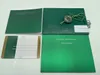 Top Watch Box Original Rätt matchande gröna broschyrpapper Säkerhetskort för Rolex Boxes Booklets Watches Print Custom Card230Z