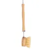 Naturligt trä Långt handtag Pan Pot Brush Dish Bowl Washing Cleaning Brush Hushåll Kök Rengöringsverktyg8587359