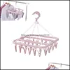 Cintres Racks Vêtements Housekee Organisation Maison Jardin En Plastique Pliant Cintre S Chaussettes Bras Sous-Vêtements Etendoir Avec 32 Clips S