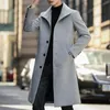 Trenchs d'hommes 2021 hiver élégant blanc long manteau pour hommes manteaux noirs gentleman slim steampunk gris vintage vestes1