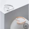 Pierścienie klastra 100% rzeczywiste 925 srebro z okrągłym kamieniem cyrkonowym Regulowany kolor różanego złota Pleszcze