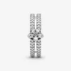 100% 925 Sterling Silver Sparkling Snowflake Double Ring for Women Wedding Rings Fashion Engagement Jewelry Accessories248C