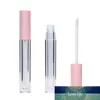 Bouteille rechargeable de brillant à lèvres de maquillage de 3 ml avec des bouchons en plastique Tube de brillant à lèvres cosmétique avec des bouteilles de brosse d'huile de lèvre de chapeau rose