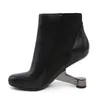 Fitwee Fashion Women Echte Leather Hoge Heel Boots Mixed Color Ankle Boots Strange Heel Shoes Brand Schoenen Grootte 34-391