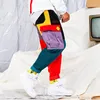 Höftbyxor Vintage färgblock Patchwork Corduroy Cargo Harem Pant Streetwear harajuku jogger sweatpant bomullsbyxor 220311