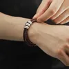 Bracelet en cuir avec perles avec noms de famille personnalisés pour hommes, multicouches en acier inoxydable, bracelets d'enveloppement personnalisés pour femmes 14236069