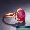 18K Rose Gold Pure Red Ruby Ring för Kvinnor Klipp Röd Ädelsten Tourmaline Diamond Ringar S925 Smycken Party Wedding Ring