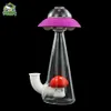 Night Glow 7 "UFO 버섯 물 파이프 흡연 액세서리 Bubbler 담배 파이프 유리 그릇 용 물 담뱃대를 포함하여 플래시 열 필요