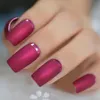 Faux Ongles Fuchsia Sexy Doigt Moyen Mat Dame Romantique Chic Faux Ongles Carré Couverture Complète Simple Manucure Accessoires Prud22