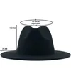 Fedora hat woman wide brim autumn hat faux wool winter black and red color matching felt fashion jazz12074773