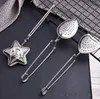 6styles Coffee & Tea Tools Stainless Steel Spoon Seasoning Infuser Star Shell Oval Round Heart Shape Strainer Teaware