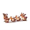 Candle Holder Wrought Iron Elk Pull Car Candlestick Retro Christmas Mother And Children's Room Deer Sleigh with 4 Candle Cup LJ201018