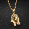 Cadenas Hombres Hiphop Acero inoxidable Faraón Egipcio Cabeza Colgante Collares Cadena Punk Jewelry2240