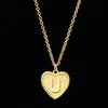 European American Fashion Gold 26 Bokstäver Hängsmycke Halsband Kärlek Hjärta Alfabet Namn Initials Halsband Kvinnor Smycken