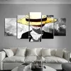 モダンなスタイルのキャンバスペインティングウォールポスターアニメワンピースキャラクターモンキールフィとホームルーム用の黄金の帽子を飾る2833