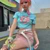 Punk Style Sweet Tops Top Cute Skull Cartoon Print Harajuku Y2k Kawaii Short-sleeved T-shirt Streetwear Summer Vintage Women