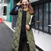 Autumn Winter Hooded Long Down Vests Women Solid Sleeveless Loose Mixi Waistcoat Female New Fashion Casual Warm Lady Coats 201028