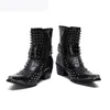 6.5 cm Buty męskie Rockowe Nity Krótkie Buty Botki Męskie Punk Motocykl / Party Botas Hombre, Rozmiar 38-46