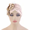 Mode musulmane femmes perles grande fleur Turban Bonnet à volants dames chapeaux Bonnet chapeau islamique Hijab tête enveloppement inde chimio casquette