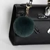 8 cm Pompony Kluczowe pierścienie Rabbit Fur Ball Keychain Dla Kobiet Torebka Breloki Urok Samochody Keyfobs Uchwyt Torba Akcesoria Prezenty Kimter-X942FZA