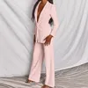 2020 Moda damska Pantsuit Pink Business Classic One-Breasted Buttons Nine Blazer Pants Set Two Piece Formalne Garnitury Żółte