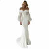 Modest Mermaid Wedding Dresses Sequins Tulle Sweep Train Off Shoulder Wedding Dress Bridal Gowns Plus Size Sleeves abiti da sposa