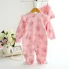 Newborn Baby Girl Rompers Floral Kids Romper Lace Hat Infant Jumpsuit Flower Playsuit Toddler Costume Bowknot Clothes Suit overalls children