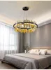 Современная светодиодная люстра для круглых круглых вешащих лампа роскошные украшения дома света светильники столовая спальня освещение