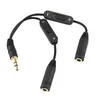 3.5 jack Splitter Male to 2 Female Jack 3.5mm Stereo Audio Cable Y Splitter Adapter Volume Control Headphone Phone AUX Cable 300pcs/lot
