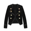 HMA Alta calidad Nuevo diseñador de moda Jacket de la pista Botones de doble pecho para mujeres Abrigo de terciopelo Tamaño exterior S-XL 201106