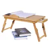 竹の折りたたみラップトップデスクノートブックテーブル調節可能な朝食サービングトレイベッドテーブルベッドで働くベッドソファ201029
