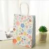 30 PCS/lot Floral Party Favor Papier Cadeau Sacs Poignées Fleur Imprimer Kraft Sac pour Mariage Anniversaire H1231