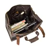 Duffel väskor Retro Crazy Horse Leather Travel Bag European Style Herrväska Bagage Dark Brown Outdoor Business Shoulder LD7741