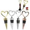 Heart Shaped Metal Wine Stopper Bottle Stopper Party Wedding Favors Gift Sealed Wine Bottle Pourer Stopper Kitchen Barware Tools KKD1722