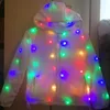 Mäns Jackor Led Kvinnor Män Lysande Färgrik Kall Kläddans Unisex Lights Halloween Party Solid Färg Casual Coats