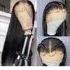 30 tum spetsar främre mänskliga hår peruker 13x4 rak före plockad brasiliansk hd full frontal wig6074782
