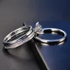 2020 weibliche Weiße Braut Hochzeit Ring Set Echt Sterling Silber 925 Schmuck Mit Zirkon Stein Verlobung Ringe für Frauen