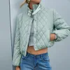 Kvinnors Jackor Lång Dam Jacka Kvinnor 2021 Vinter Single-Breasted Koreansk Cotton-Padded Casual Polded Blue Open-Collar Bomull