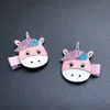 Wholesale boutique 20sets moda brillo unicornio unicornio horquillas de dibujos animados panda caballo hipopótamo princesa cabeza ropa accesorios para el cabello