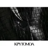 KPYTOMOA Women Fashion Faux Leather Cropped Blazer Coat Vintage Long Sleeve Single Button Female Outerwear Chic Tops 201201