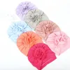 INS 8-Color New Fashion Pleated Flower Baby Cap Elastic Cotton Solid Colors Screw Thread Hair accessories Beanie Cap
