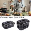 1 set Contenitore per il pranzo a doppio strato Contenitori per il pranzo in acciaio inossidabile con scomparti Contenitore per alimenti portatile Bento nero Y200429